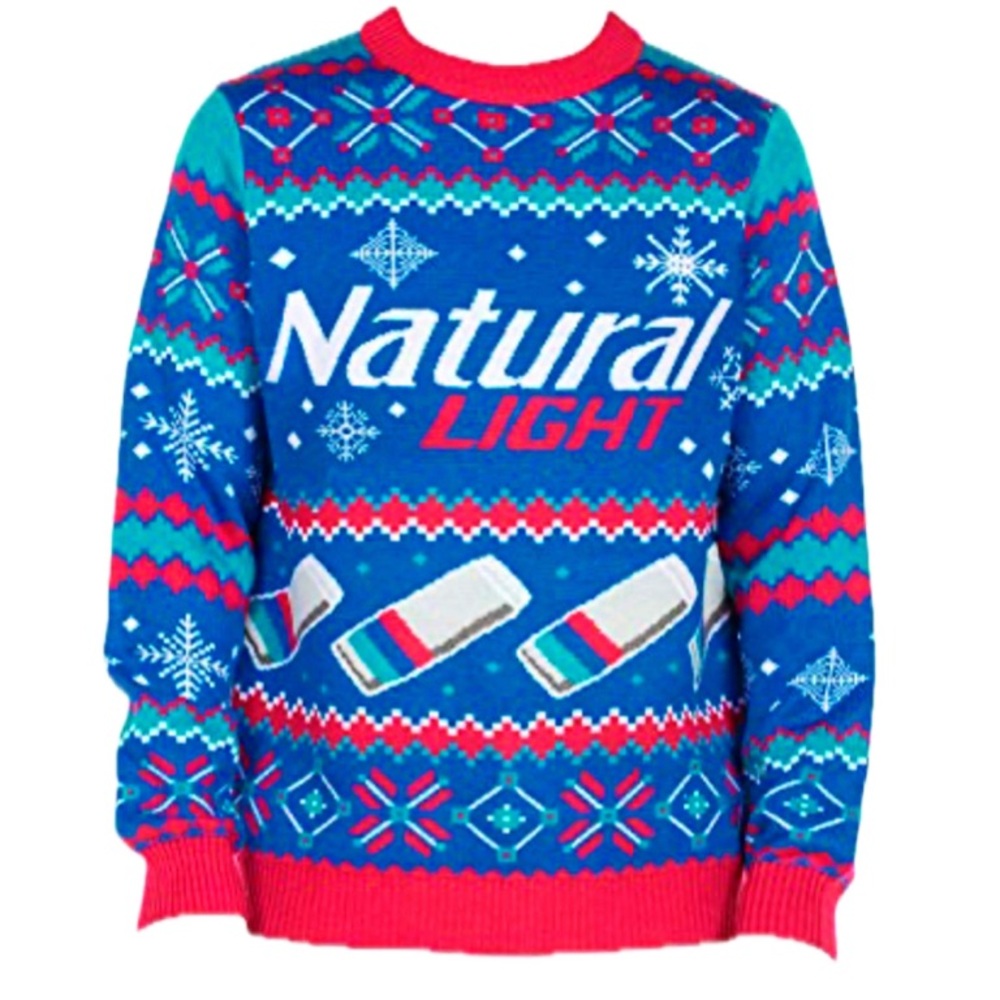 TIPSY ELVES Natural Light Beer Ugly Christmas Sweater Size 4XL - Picture 2 of 6
